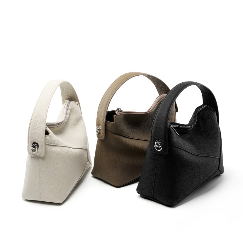 Top layer cowhide high-end geometric handbag mini genuine leather pillow bag shoulder crossbody women's bag