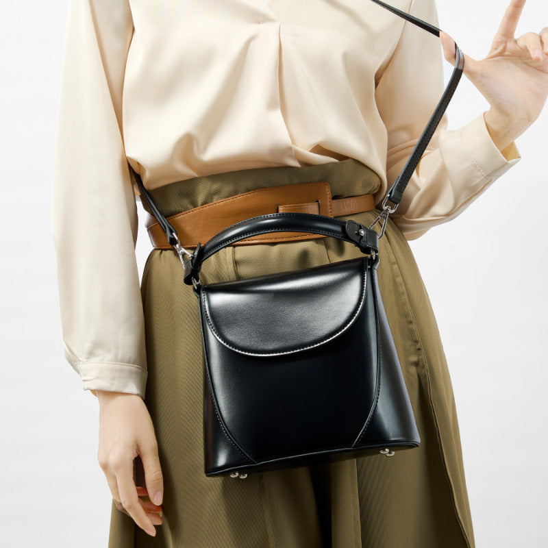 Genuine leather shoulder underarm bag simple and versatile high-grade cowhide crossbody baguette bag