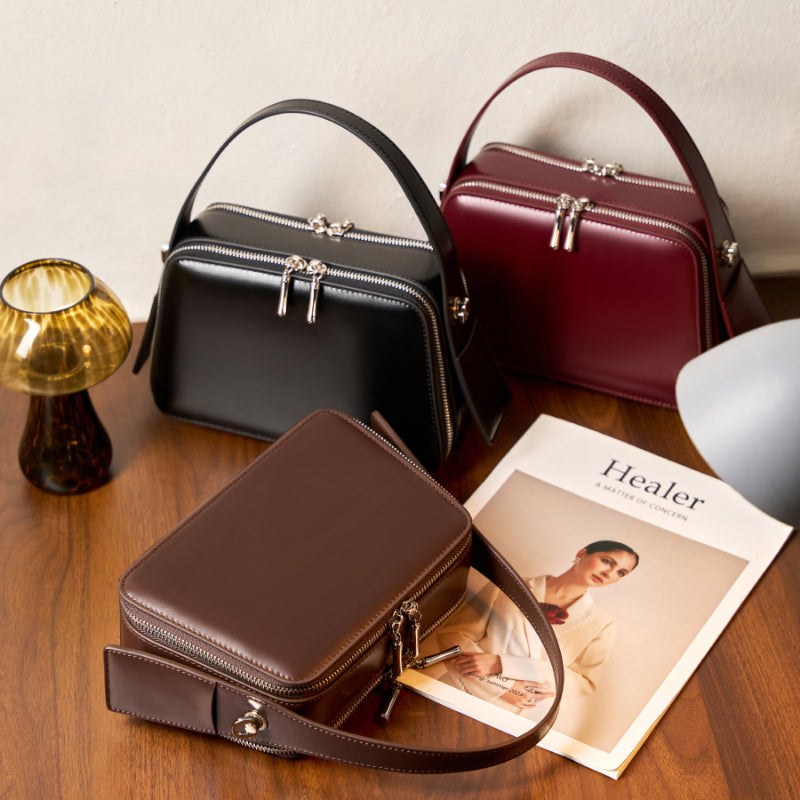 Niche design genuine leather shoulder bag handbag versatile women's bag minimalist design texture practical crossbody bag
