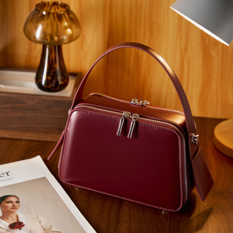 Niche design genuine leather shoulder bag handbag versatile women's bag minimalist design texture practical crossbody bag