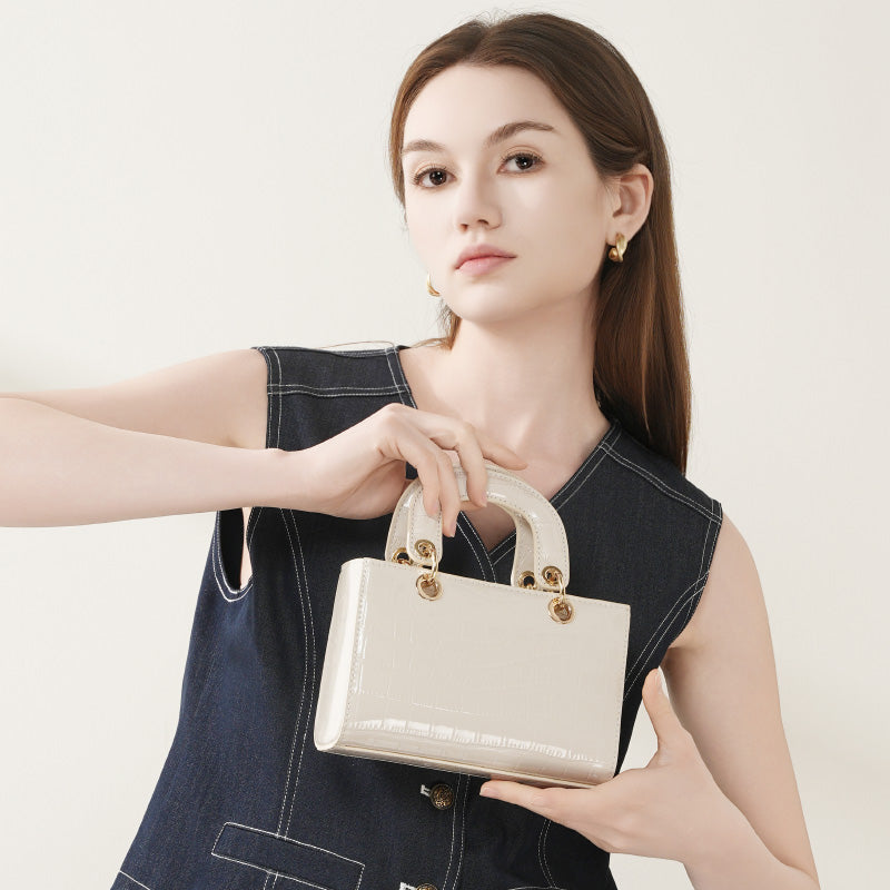 Genuine leather fashion Princess Diana handbag light luxury versatile shoulder crossbody bag