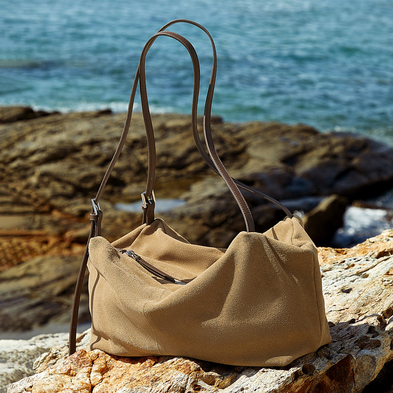 Matte leather tote bag genuine leather shoulder loose pillow bag