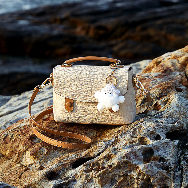 Cambridge bag with top-grain cowhide, high-grade genuine leather handbag, versatile shoulder bag