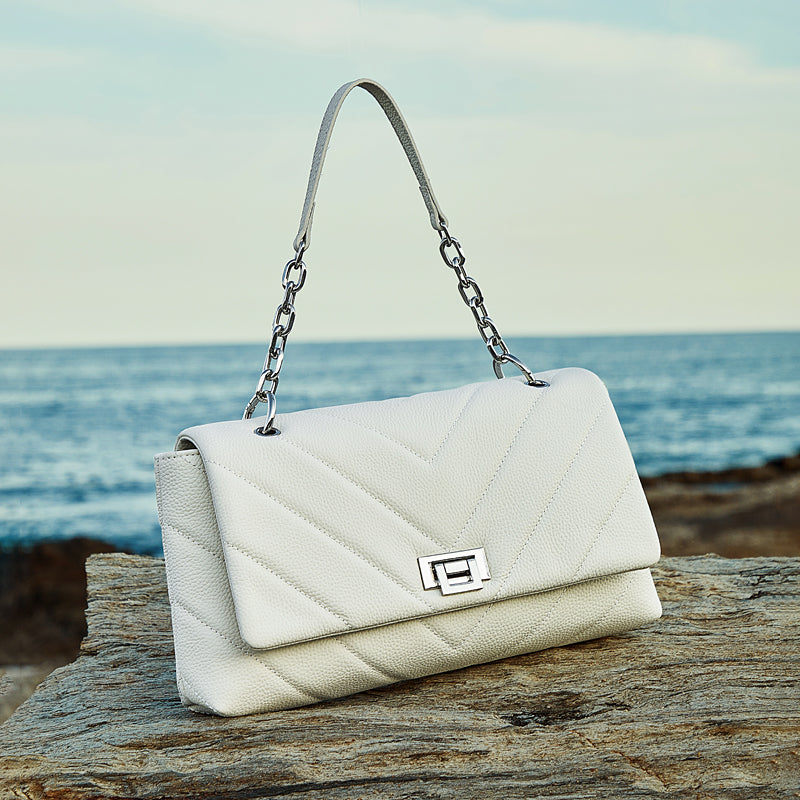 Top layer cowhide shoulder bag Chanel style genuine leather chain underarm crossbody bag