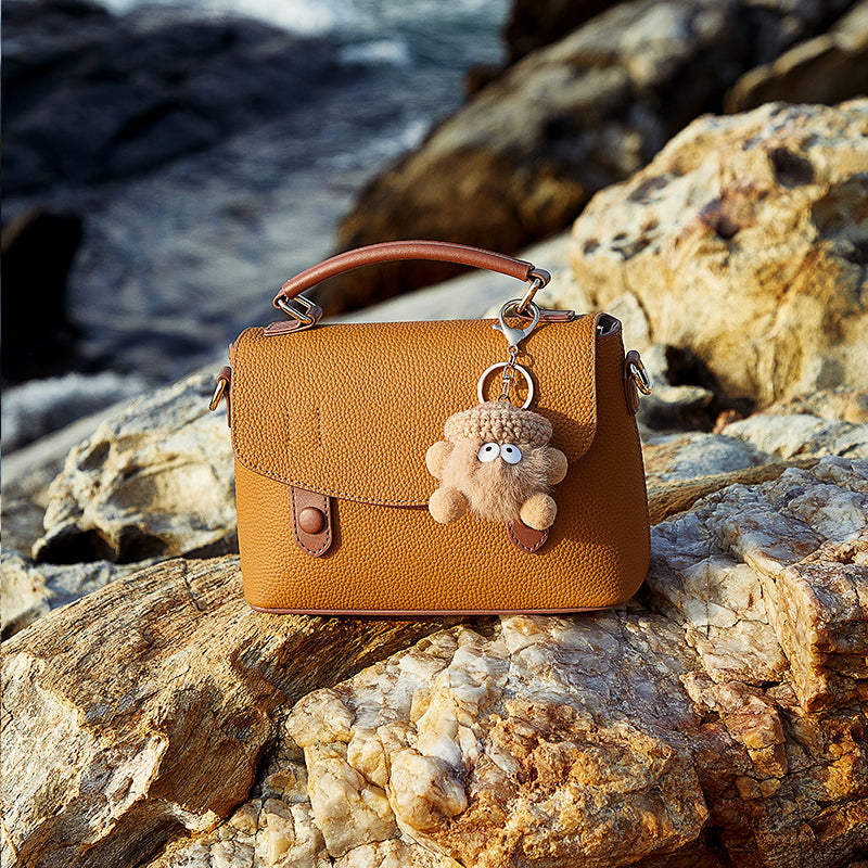 Cambridge bag with top-grain cowhide, high-grade genuine leather handbag, versatile shoulder bag