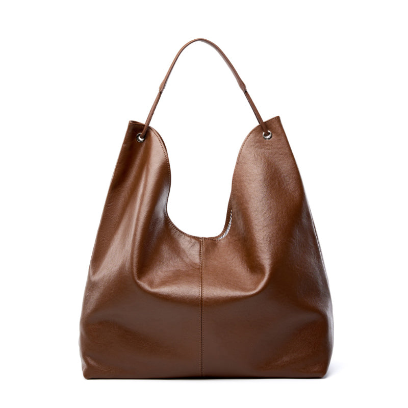 Vegetable Tanned Cowhide Tote Bag Single Shoulder Underarm Bag