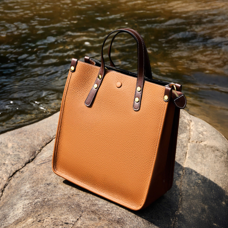 Fashion leather vertical tote bag handbag first layer cowhide versatile shoulder bag briefcase soft leather messenger bag