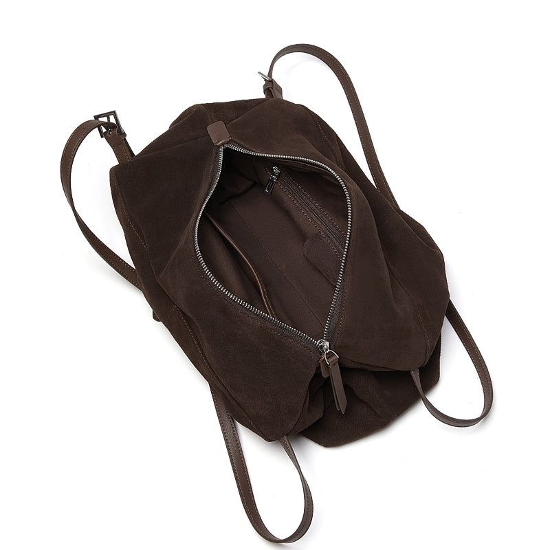 Matte leather tote bag genuine leather shoulder loose pillow bag