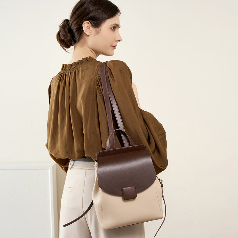 Genuine leather backpack small travel backpack
