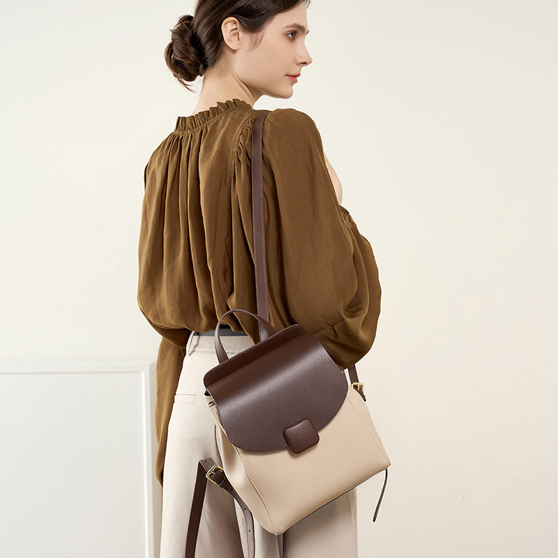 Genuine leather backpack small travel backpack