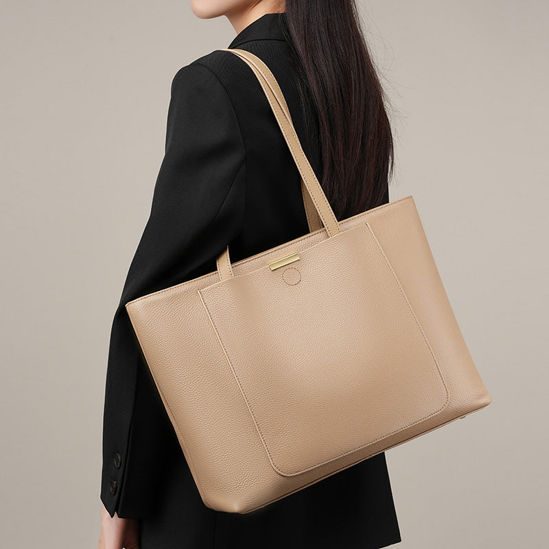 High-end large-capacity tote bag for women, trendy commuting versatile shoulder bag genuine leather