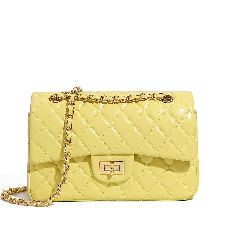 First layer of cowhide chain underarm bag genuine leather small Chanel style fashionable diamond shoulder crossbody bag small square bag