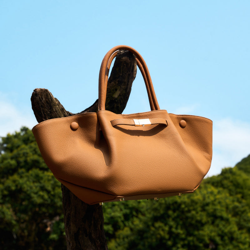 Genuine leather fashion simple tote bag niche solid color wing bag versatile bags