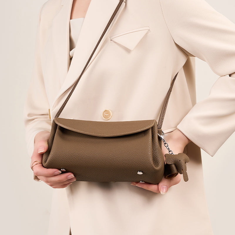 Genuine leather trendy messenger bag high-end fashion mini soft leather shoulder bag