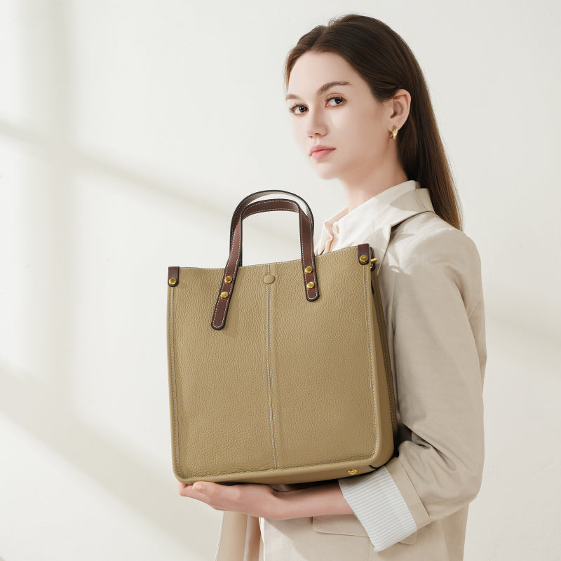 Fashion leather vertical tote bag handbag first layer cowhide versatile shoulder bag briefcase soft leather messenger bag