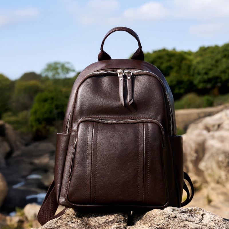 Top layer vegetable tanned cowhide backpack