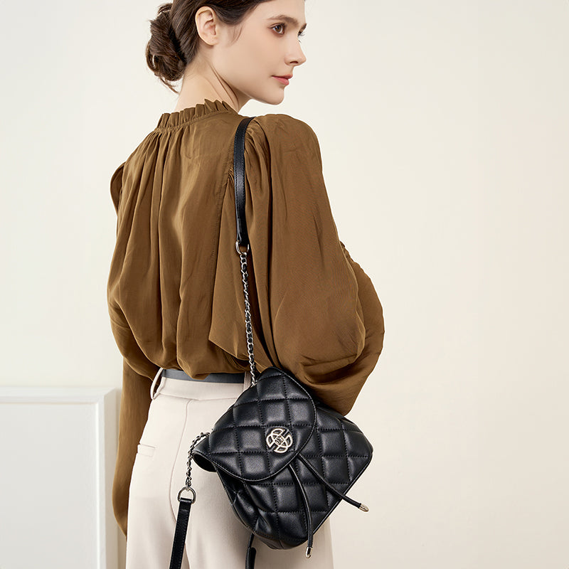 Korean niche leather fashion backpack
