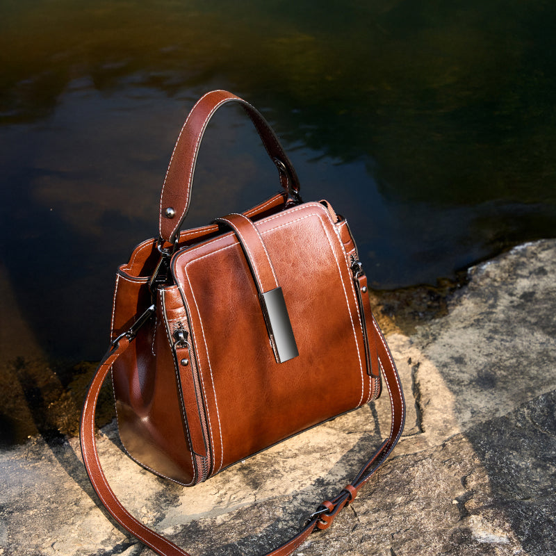 Genuine leather shoulder bag messenger bag ladies versatile large capacity fashion handbag simple women's bag