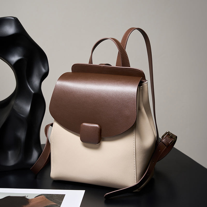 Genuine leather backpack small travel backpack