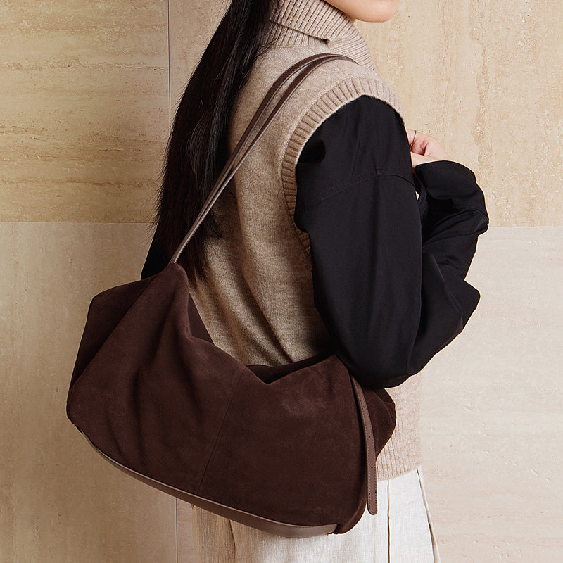 Matte leather tote bag genuine leather shoulder loose pillow bag