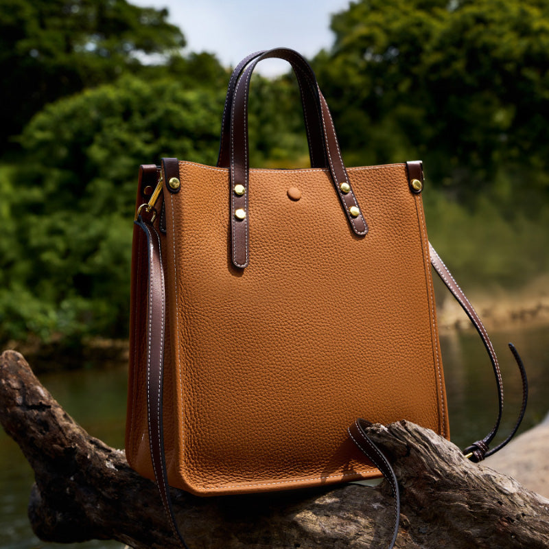 Fashion leather vertical tote bag handbag first layer cowhide versatile shoulder bag briefcase soft leather messenger bag