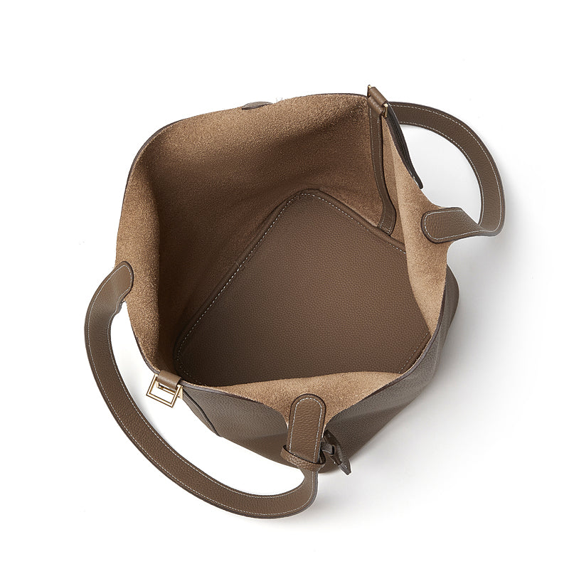 Genuine leather extra large TC first layer cowhide bucket bag simple portable shoulder bucket bag