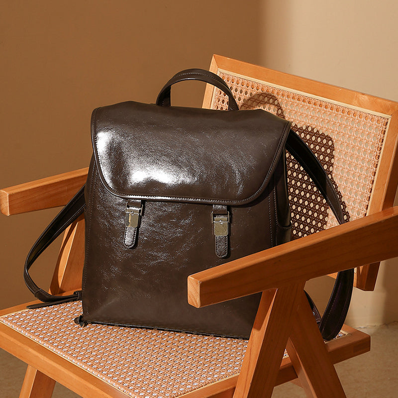 Genuine leather neutral casual handbag fashionable and simple large-capacity business travel computer backpack cowhide women's bag