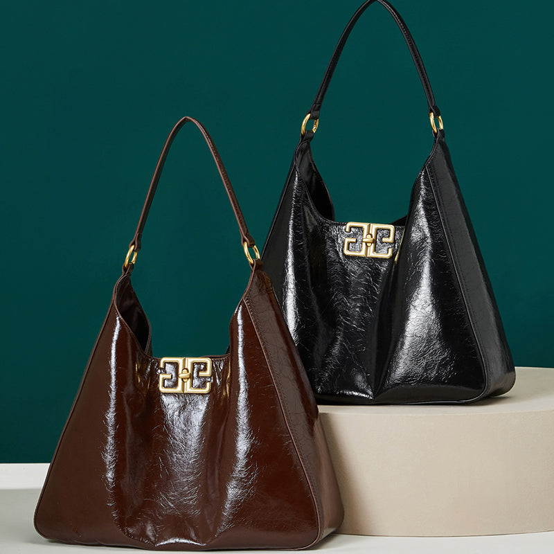First layer of cowhide tote bag underarm bag hobo bag high-end second-hand shoulder bag