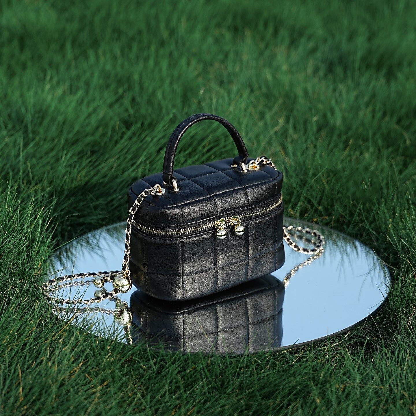 Genuine leather small Chanel style handbag box bag high-quality texture chain shoulder crossbody bag women's bag small bag