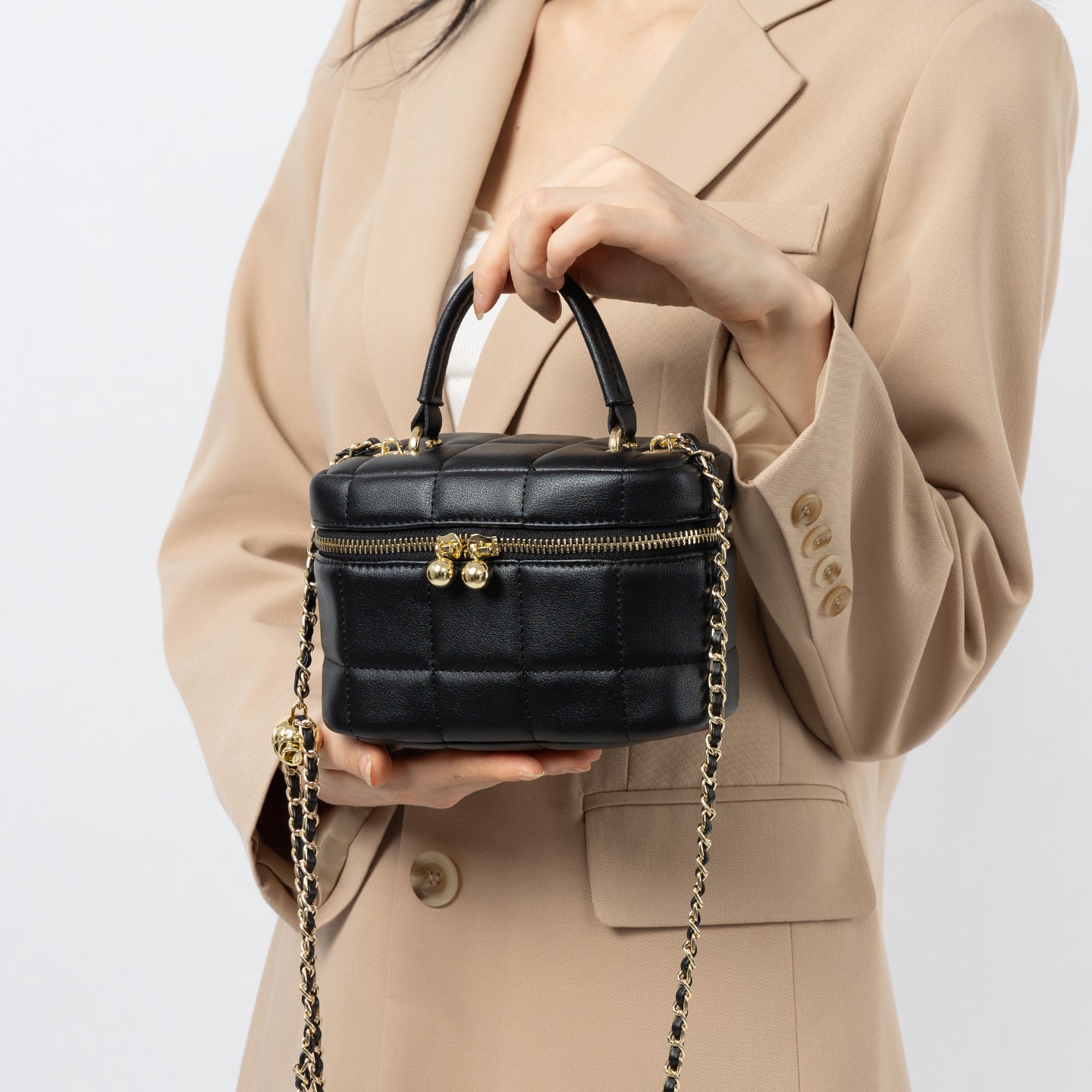 Genuine leather small Chanel style handbag box bag high-quality texture chain shoulder crossbody bag women's bag small bag