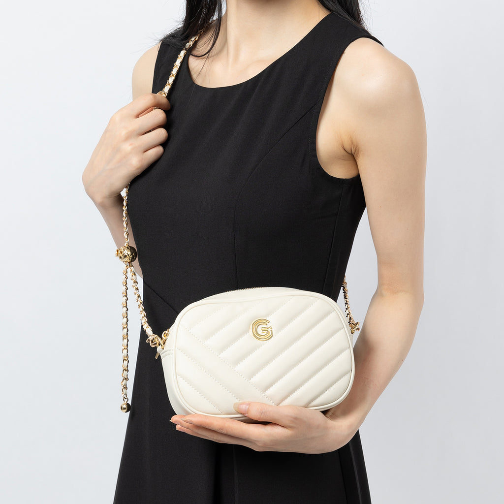 Genuine leather diamond chain small square bag fashionable and versatile mobile phone bag shoulder crossbody women's bag