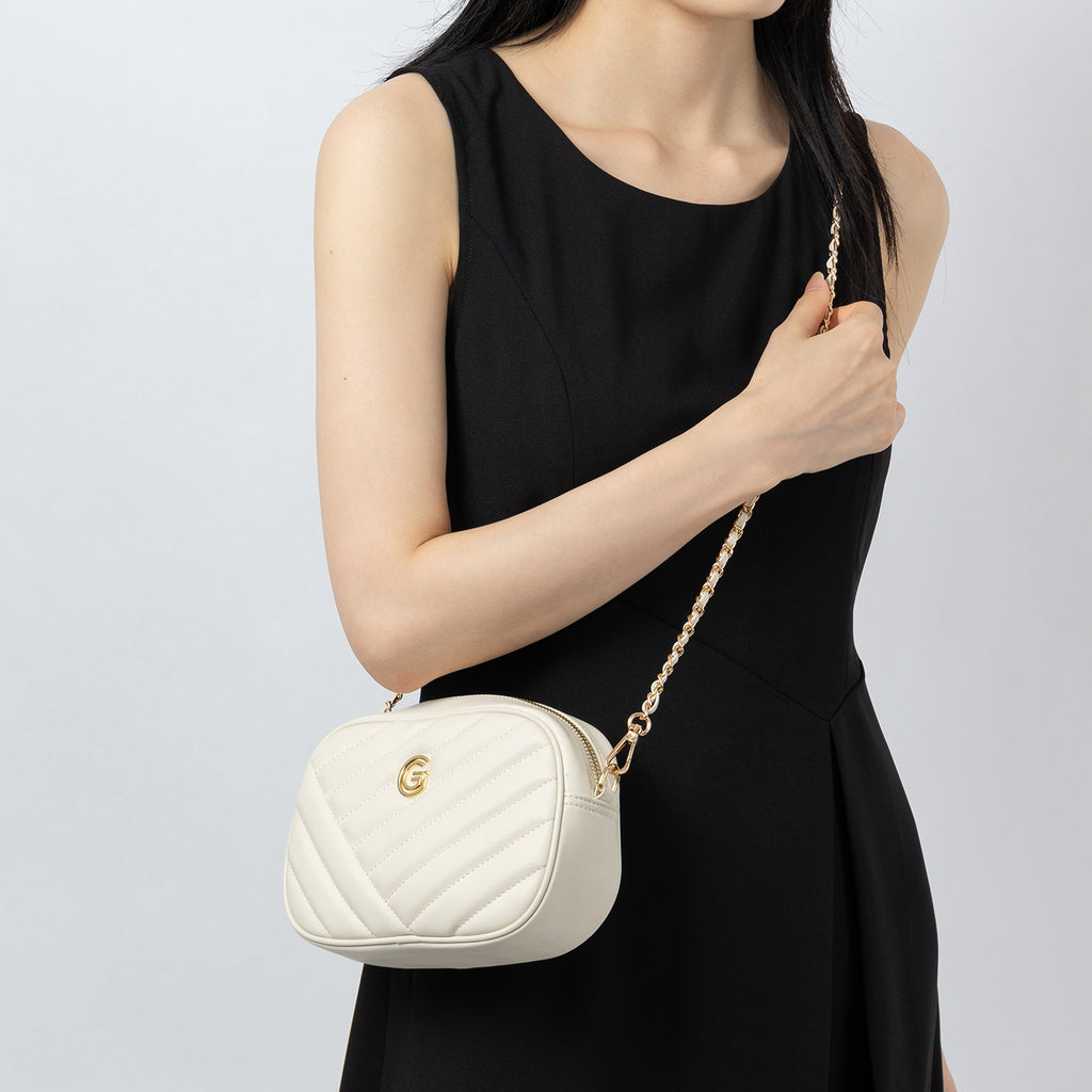 Genuine leather diamond chain small square bag fashionable and versatile mobile phone bag shoulder crossbody women's bag