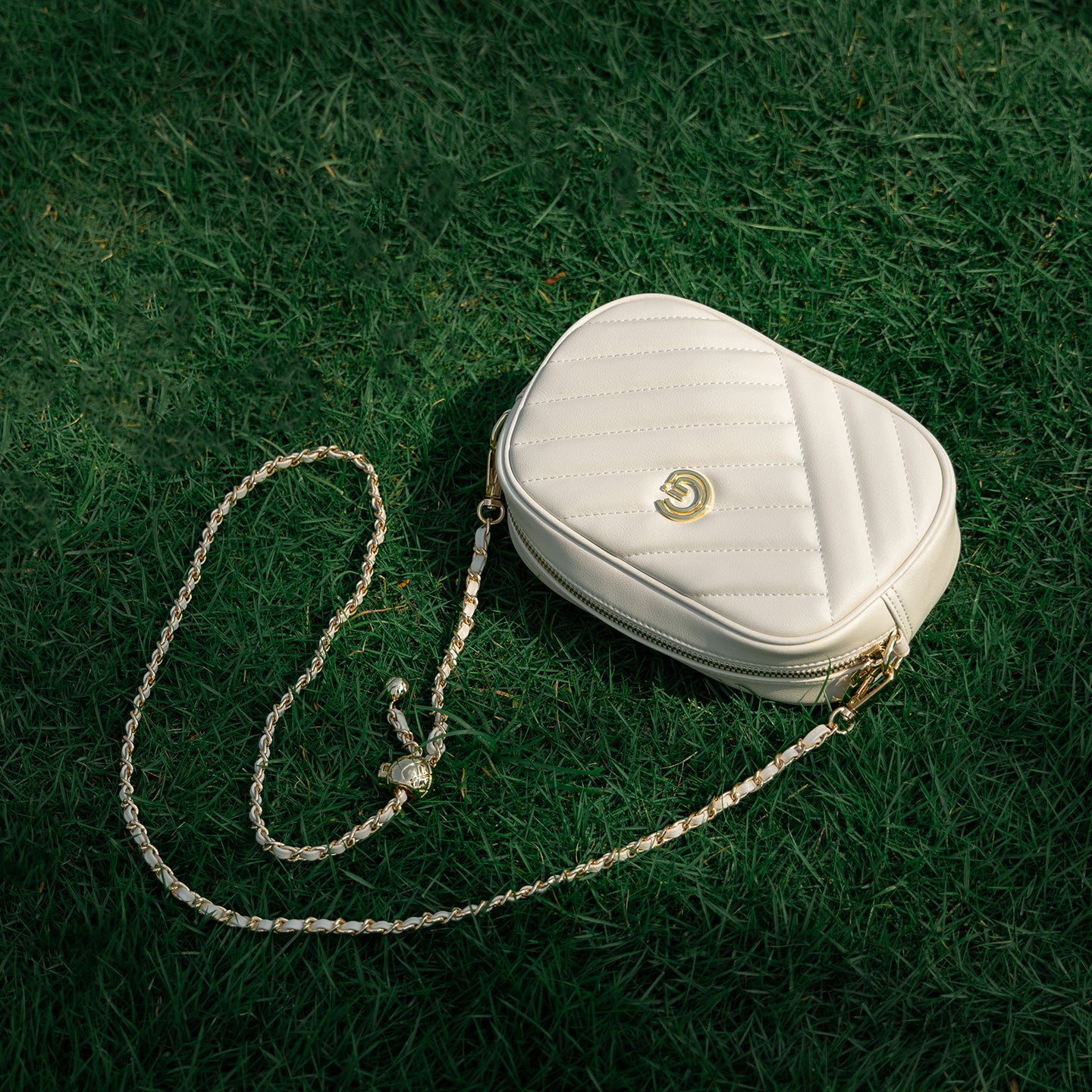 Genuine leather diamond chain small square bag fashionable and versatile mobile phone bag shoulder crossbody women's bag
