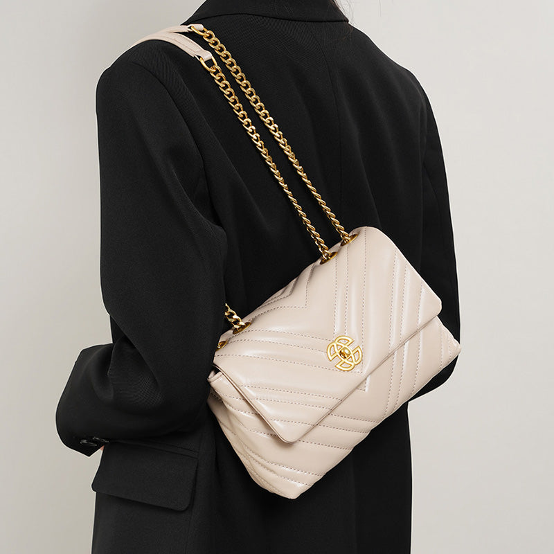 Diamond-patterned genuine leather chain small square bag cowhide underarm bag shoulder crossbody bag