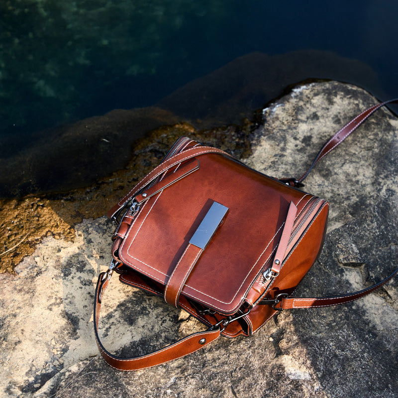 Genuine leather shoulder bag messenger bag ladies versatile large capacity fashion handbag simple women's bag