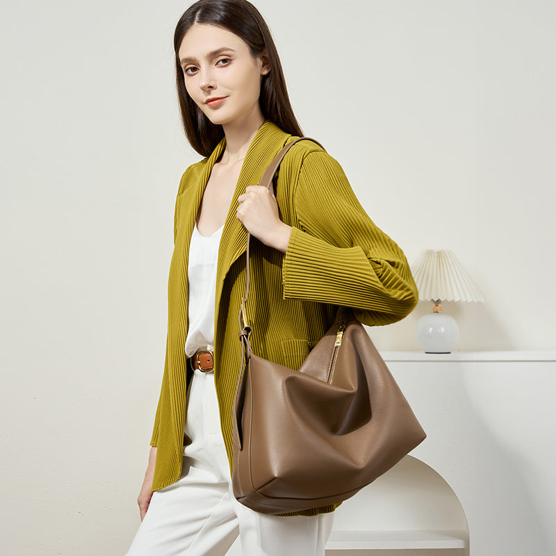 Genuine leather underarm large tote bag cowhide women's bag commuting shoulder messenger bag