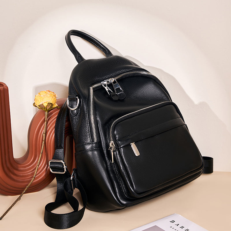 Genuine soft leather backpack travel backpack