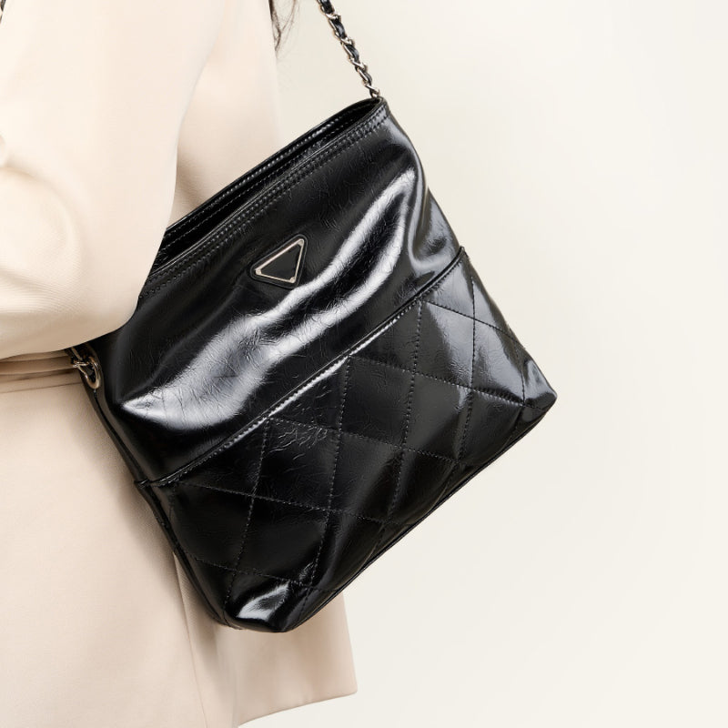 First layer cowhide tote bag versatile small square bag fashionable commuter shoulder messenger bag