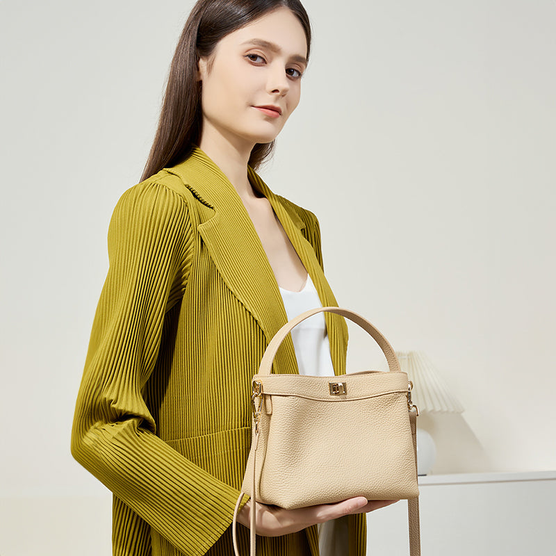 Genuine leather niche design handbag crossbody bucket bag one shoulder ins style women's bag