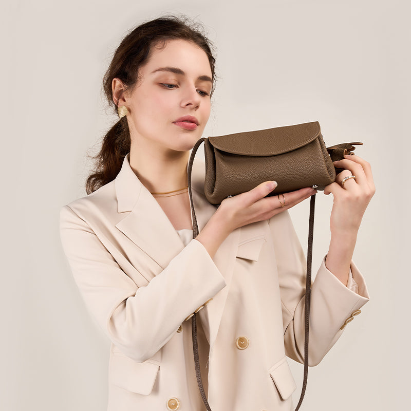Genuine leather trendy messenger bag high-end fashion mini soft leather shoulder bag