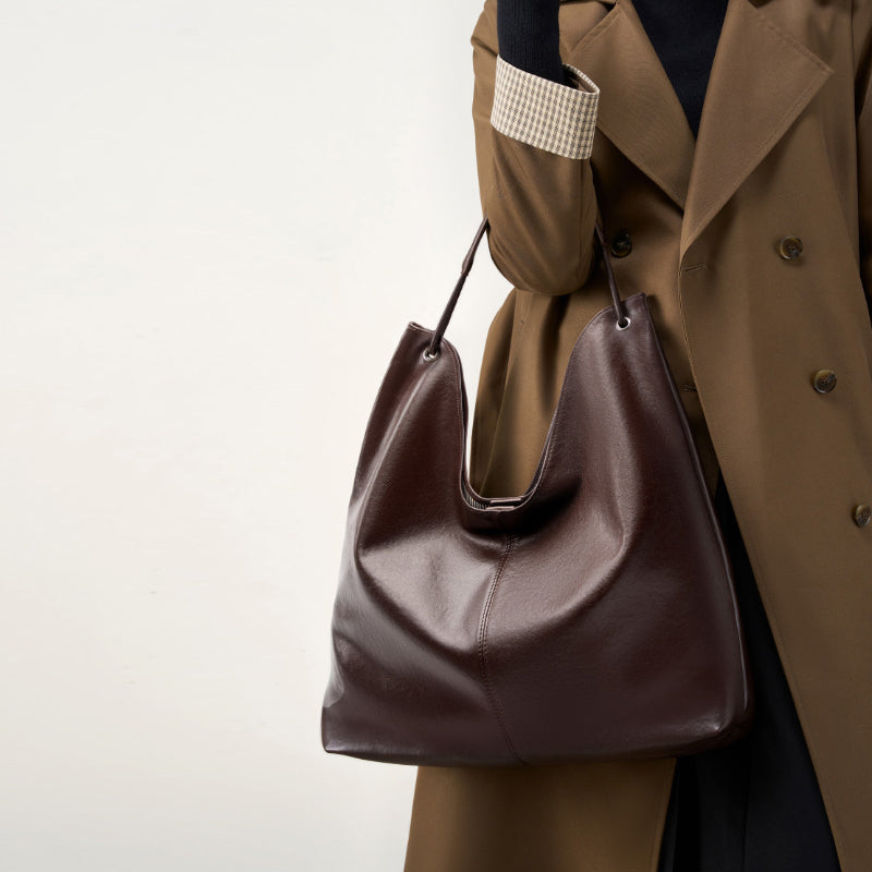 Vegetable Tanned Cowhide Tote Bag Single Shoulder Underarm Bag
