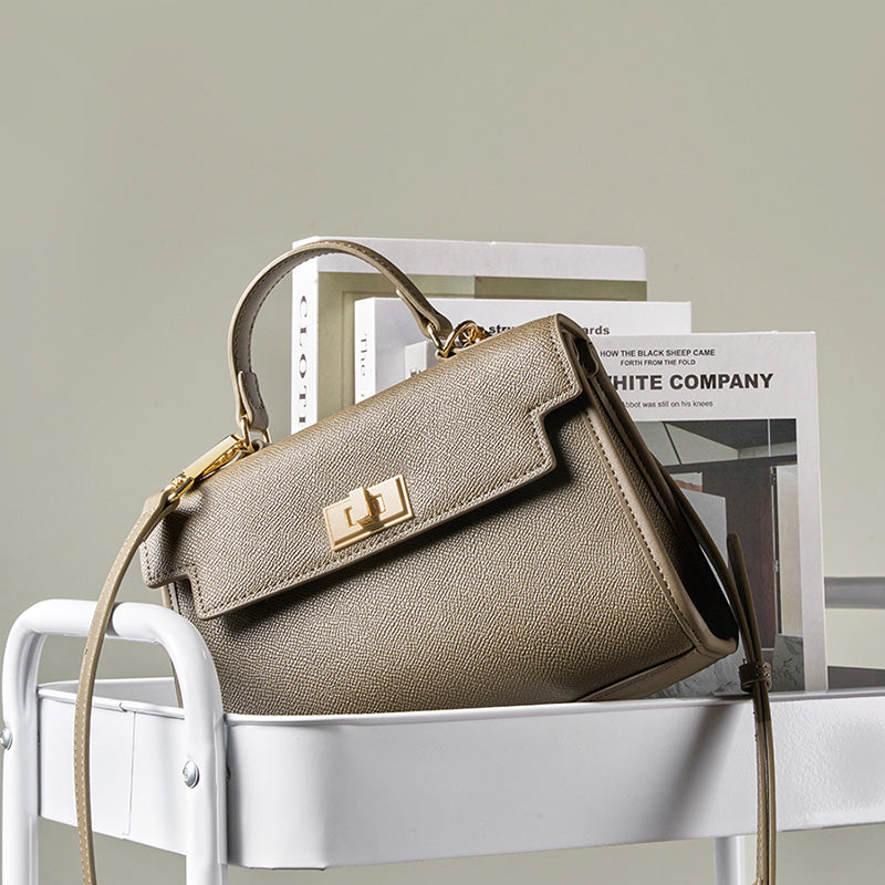 Genuine leather versatile cowhide Kelly bag mini crossbody handbag classic women's bag