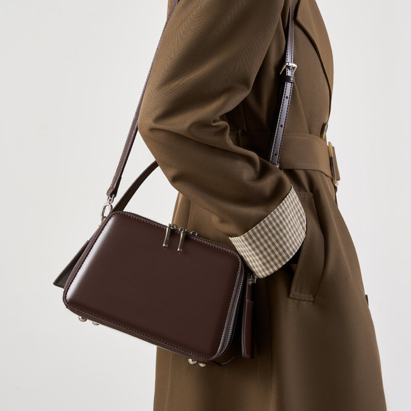 Niche design genuine leather shoulder bag handbag versatile women's bag minimalist design texture practical crossbody bag