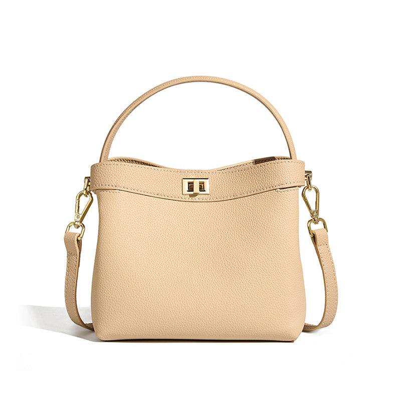Genuine leather niche design handbag crossbody bucket bag one shoulder ins style women's bag