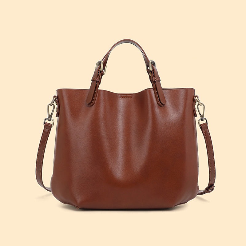 Simple tote bag with large capacity, versatile and high-end hand-held, shoulder and crossbody bucket bag