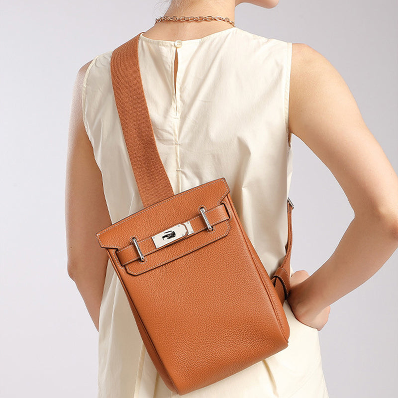 TOGO first layer leather Kelly bag crossbody chest bag men and women fashionable genuine leather shoulder crossbody bag