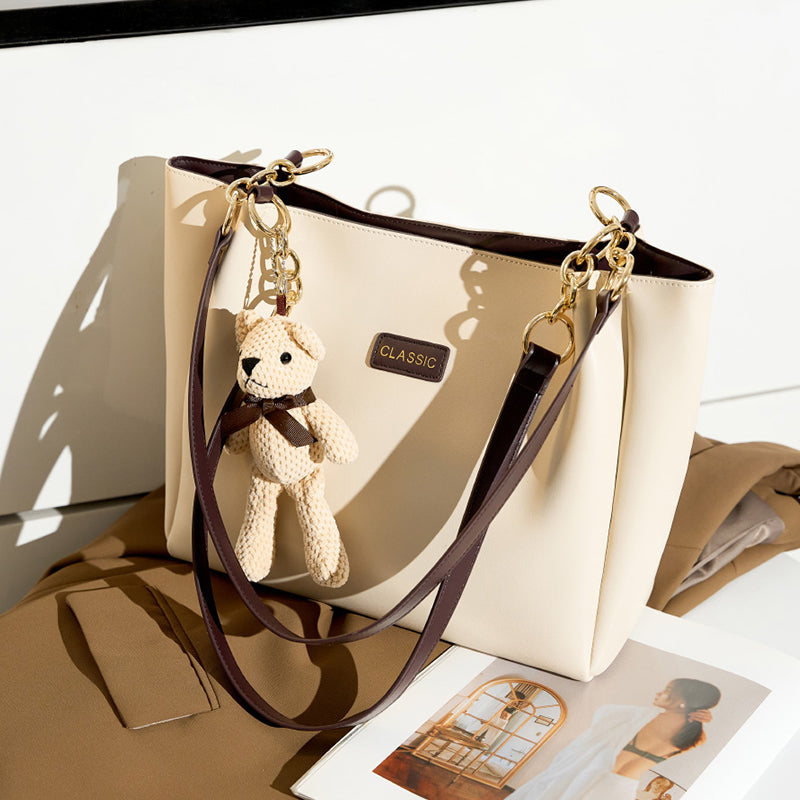 Tote bag women's bag genuine leather high-end large capacity niche commuter shoulder bag trendy bags