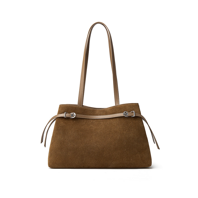 Cowhide high-grade matte texture tote bag genuine leather versatile suede retro handheld shoulder bag