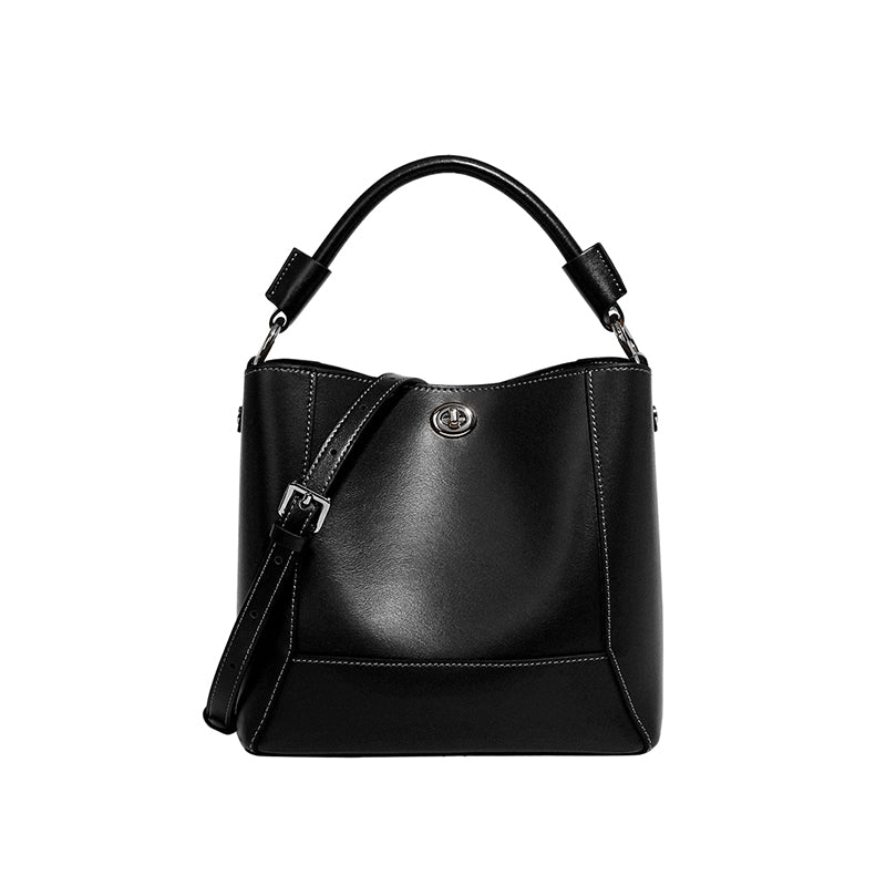 Genuine leather mother-and-child bucket bag handbag shoulder bag soft leather simple crossbody bag