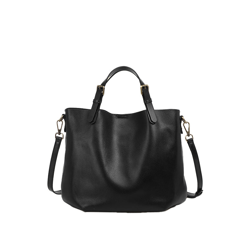 Simple tote bag with large capacity, versatile and high-end hand-held, shoulder and crossbody bucket bag